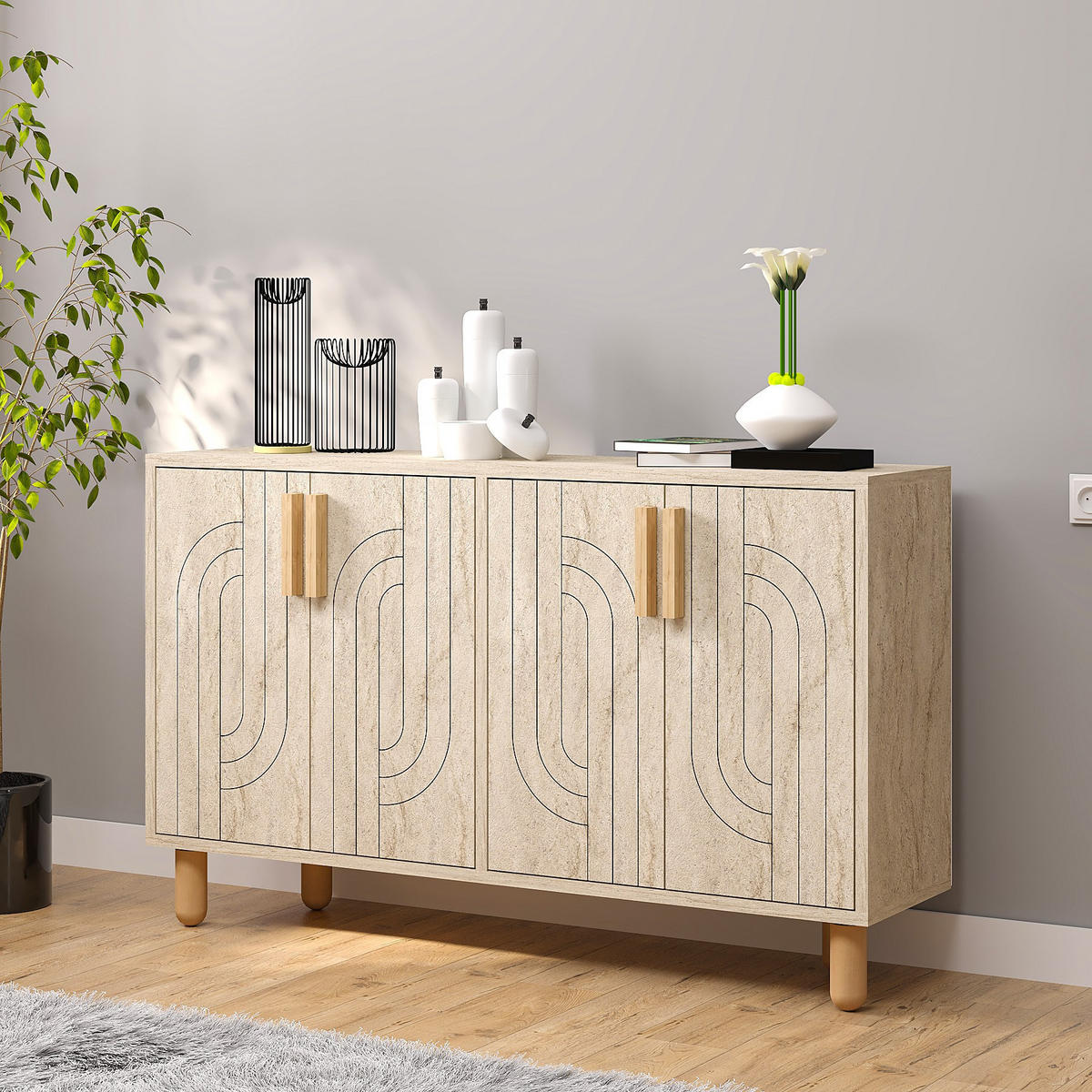 BUFFETSCHRANK rodney beige - Beige, Holz (30/74/120cm) - Habitat Garten