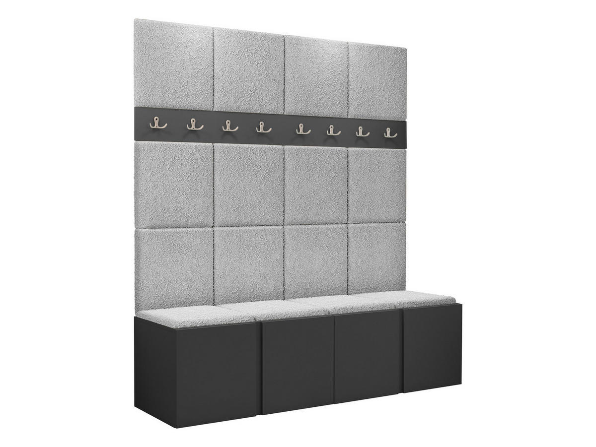 GARDEROBEN-SET Orion V - Hellgrau/Graphitfarben, Holzwerkstoff/Kunststoff (168/186/46cm) - MIRJAN24