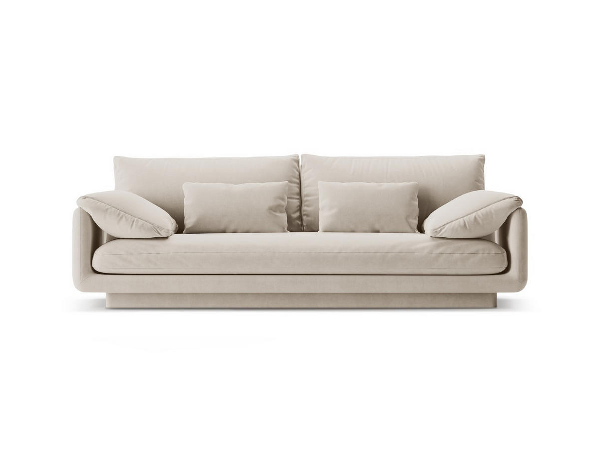 SOFA Torino aus Samt ecru 3 Sitzplätze - Ecru, Textil (103/83/220cm) - Micadoni