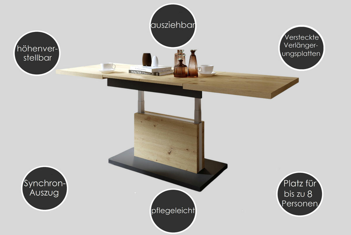 COUCHTISCH rechteckig Weiß matt höhenverstellbar ausziehbar - Weiß, Holzwerkstoff (70/120/56cm) - designimpex