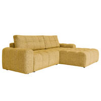 ECKSOFA mit Schlaffunktion - Strukturstoff - Beige/Gelb, Kunststoff/Textil (268/184cm) - home24