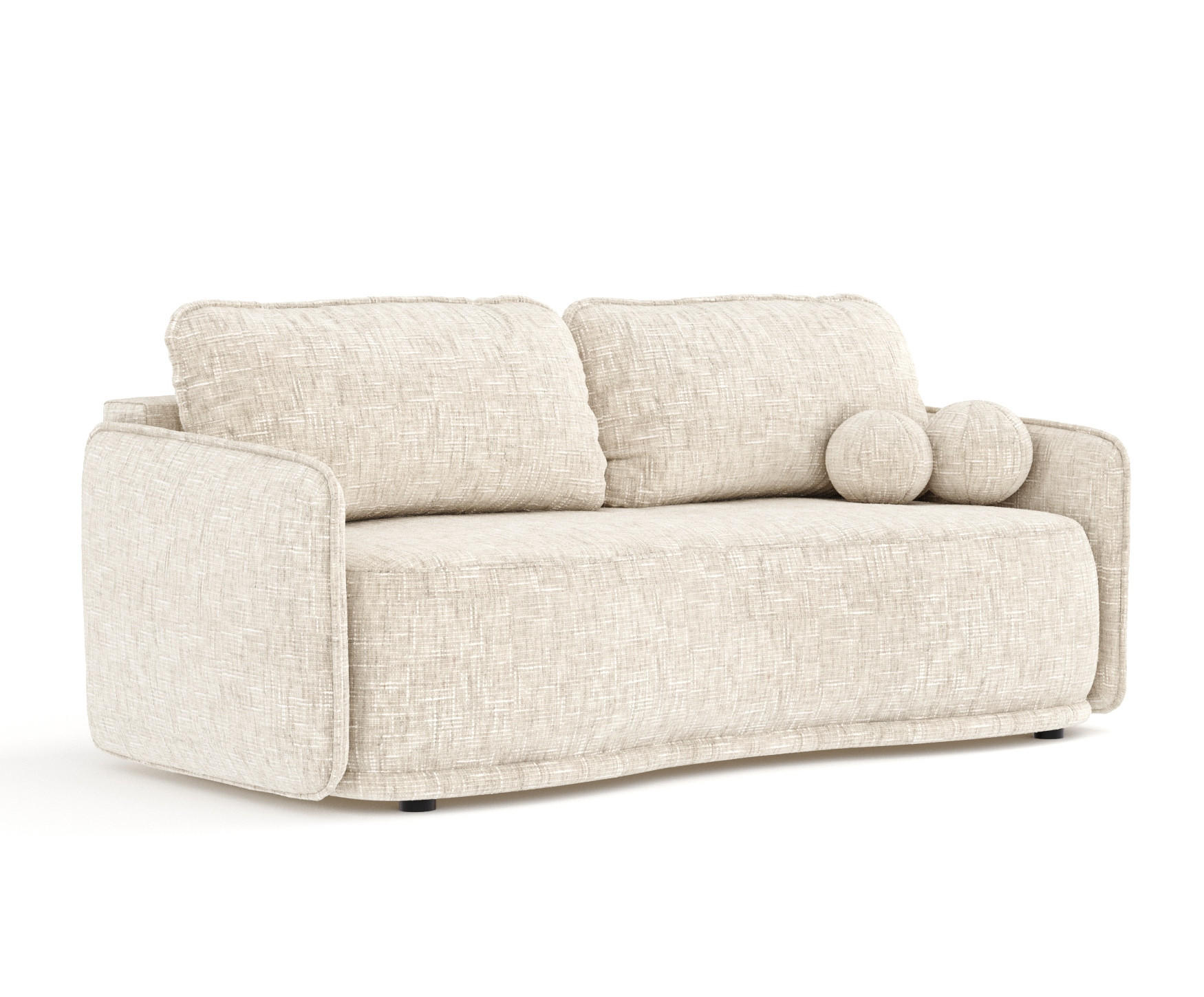 SCHLAFSOFA Mitsis Creme Webstoff - Creme/Schwarz, Holz/Holzwerkstoff (231/93/106cm) - Maison de Reve