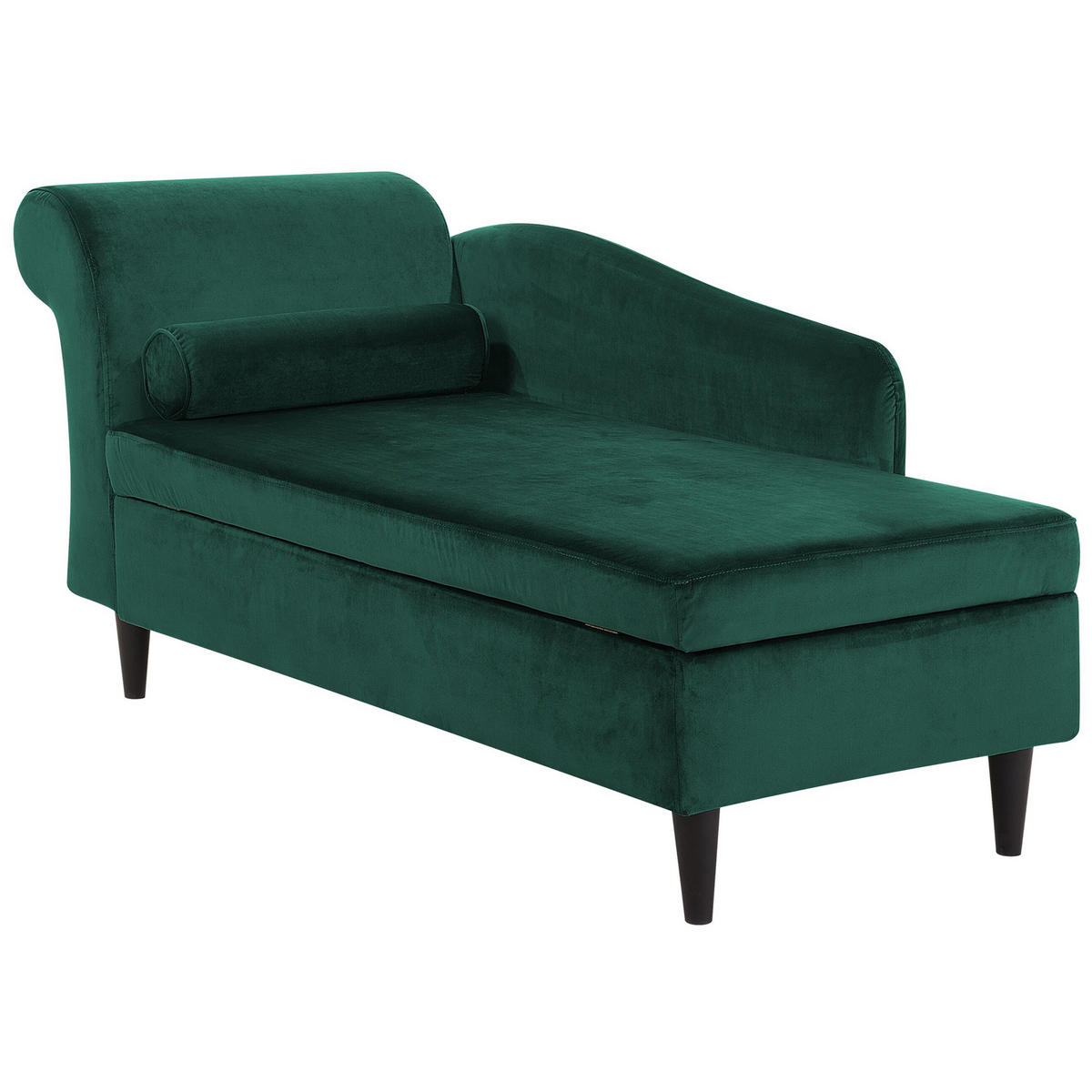 CHAISELONGUE Samtstoff smaragdgrün linksseitig Luiro - Dunkelbraun/Grün, Textil (160/77/70cm) - Beliani