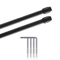 GARDINENSTANGE 2er-Pack Schwarz 40-60 cm + 4 Schraubhaken - Schwarz, Metall (1/40cm)