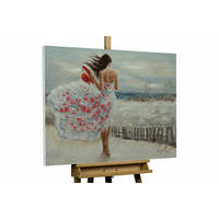 ACRYLBILD HANDGEMALT 100/70 cm - Weiß/Braun, Holz/Textil (1.9/70cm) - KUNSTLOFT