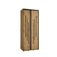 SCHWEBETÜRENSCHRANK 235,2/110/60 2-türig - Schwarz/Eiche Artisan, Holz/Metall (110/235/60cm) - Abiks Möbel