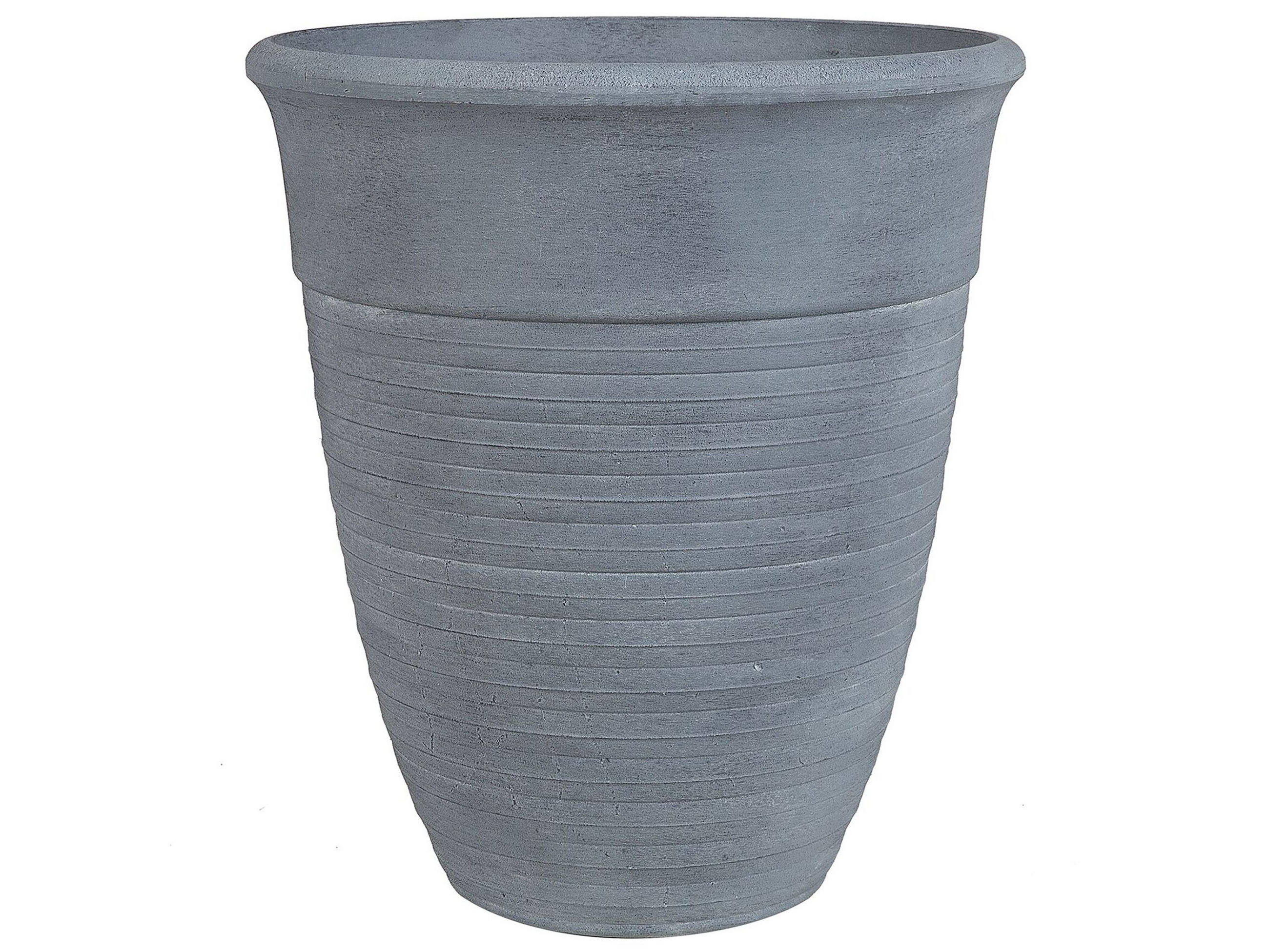 BLUMENTOPF grau rund 50/50/58 cm Katalima - Grau, Stein (58cm) - Beliani