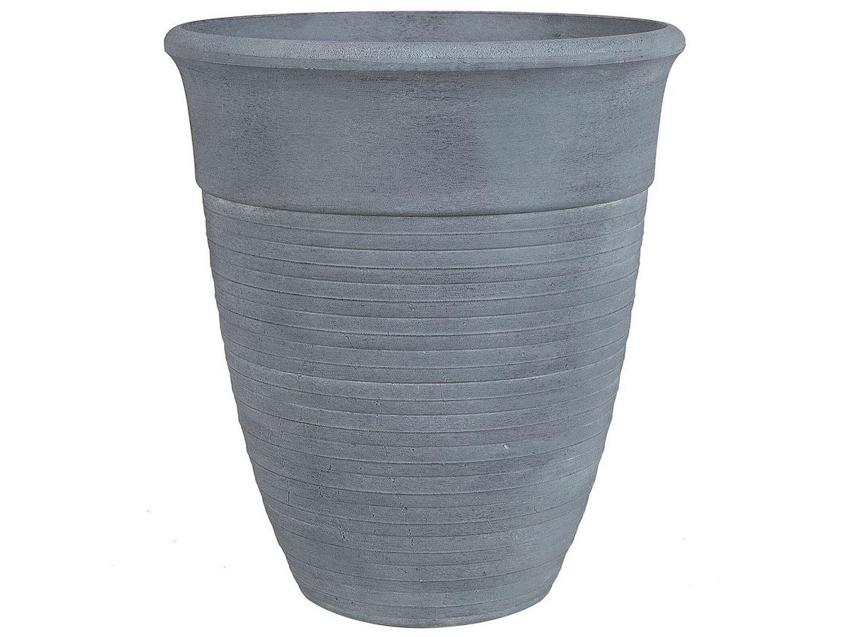 BLUMENTOPF grau rund 50/50/58 cm Katalima - Grau, Stein (58cm) - Beliani