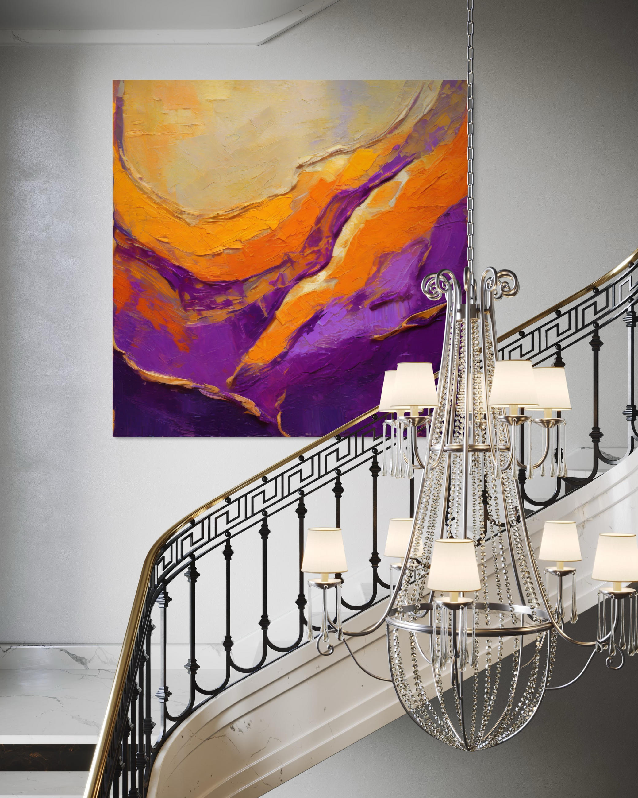 LEINWANDBILD, Gemalte Abstraktion Lila 40x40cm - Lila, Textil (40/40cm) - Feeby