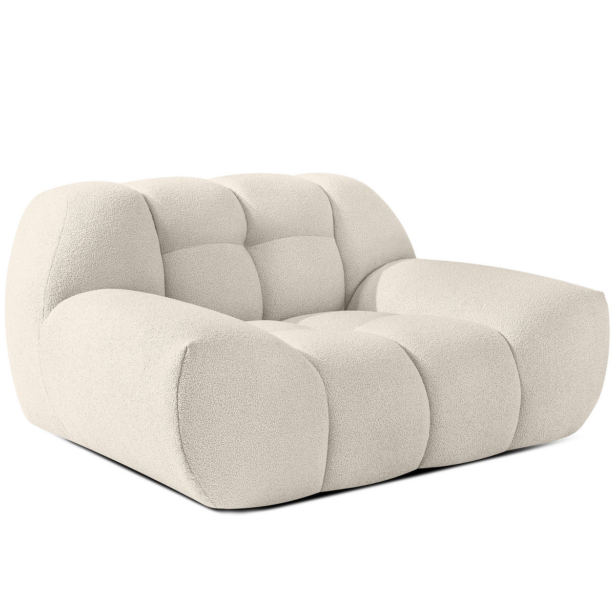 SESSEL VENA mit Pouf Bouclé, Weiß - Weiß, Holz/Textil (65/38/65cm) - KONSIMO®