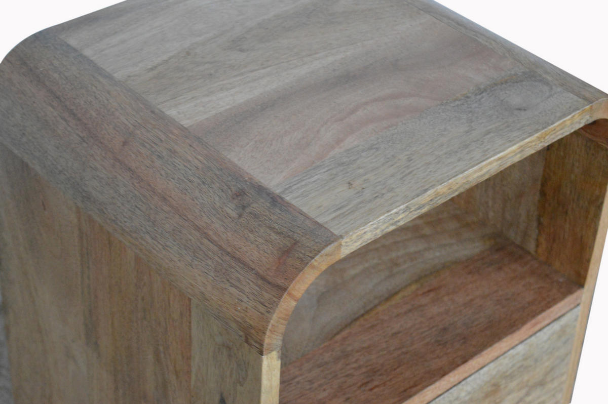 NACHTTISCH London mit 1-Schubladen, 2-Offener Lagerraum, Braun - Messingfarben/Braun, Holz/Metall (40/55/35cm) - Artisan Furniture