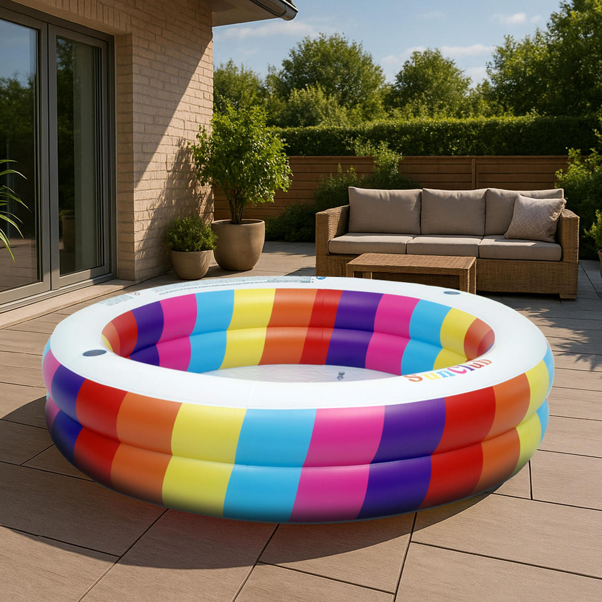 PLANSCHBECKEN Regenbogen rund Ø 187 x 42,5 cm Kinderpool - Multicolor, Kunststoff (187/187cm) - Avenli