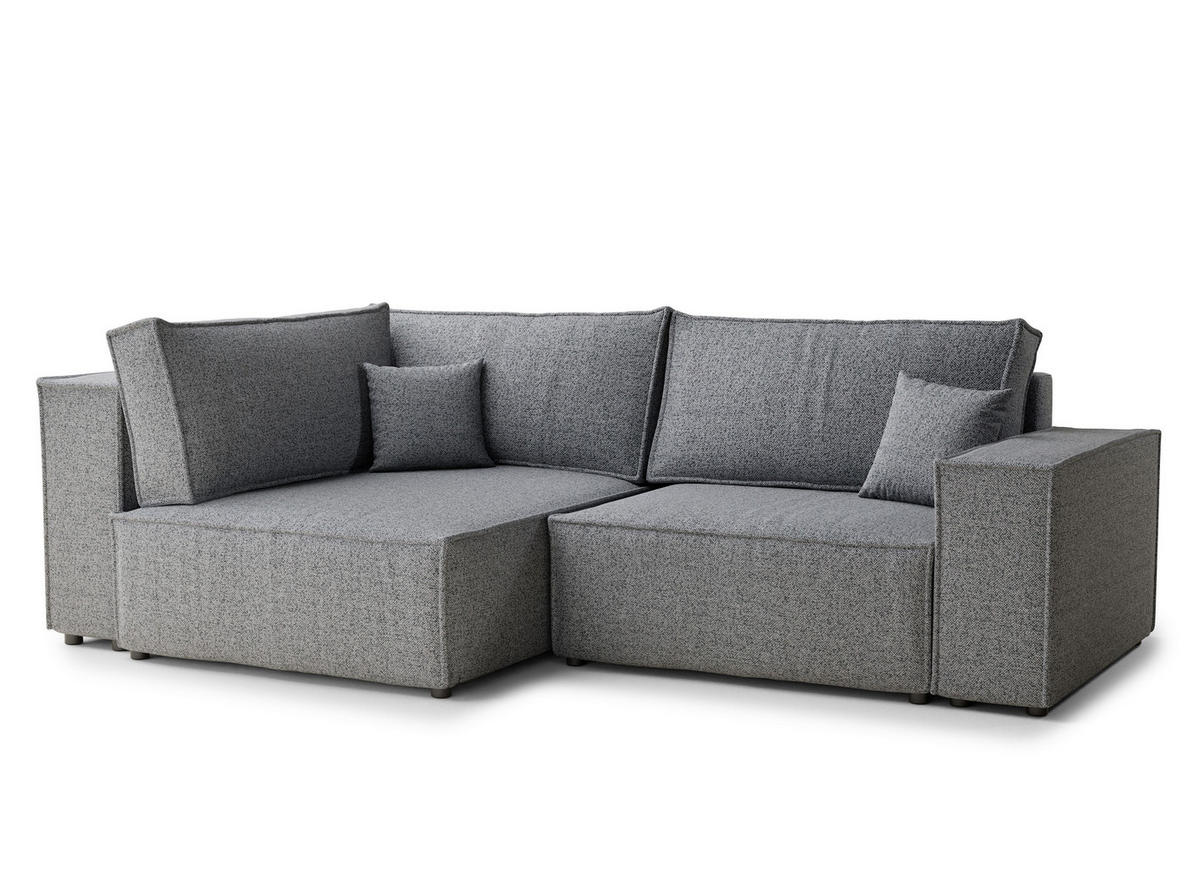 ECKSOFA MIT SCHLAFFUNKTION Tonga Grau Webstoff - Schwarz/Grau, Holz/Holzwerkstoff (105/253cm) - Maison de Reve