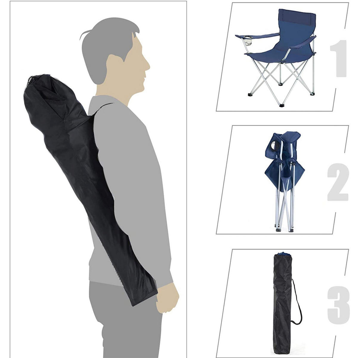 CAMPINGSTUHL KLAPPSTUHL 2ER-SET - Blau, Textil (52/81/84cm) - Hansiro