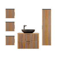 KOUPELNOVÝ NÁBYTEK 80.6cm Gaia 2er-Set Dubové dřevo a černá barva - hnědá, kompozitní dřevo (80.6/59/46cm) - Petits-meubles