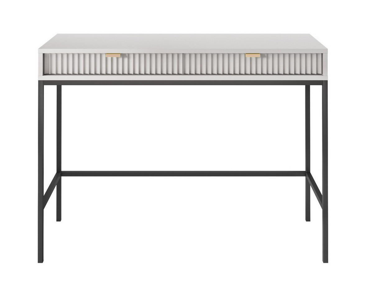 SCHMINKTISCH mit Schublade 104 cm Galla, Geriffelte Fronten, Grau + Schwarz - Schwarz/Grau, Holz (104/77/50cm) - Emporius