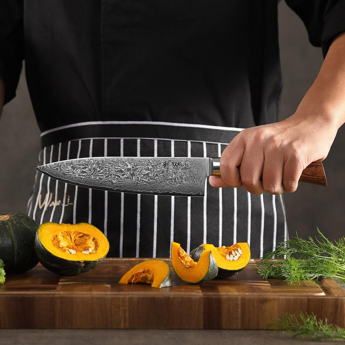 CHEFMESSER 20 cm - Braun, Holz/Metall (34cm) - Wakoli