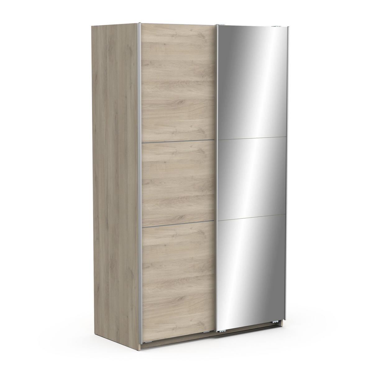 SCHRANK, 2 Schiebetüren mit Spiegel - GHOST - Eiche - 116,5 x 59,8 x 203 cm - Beige, Holz (59.8/203/116.5cm) - Demeyere