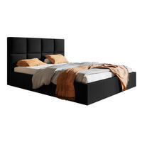 DOPPELBETT 140x200 mit Lattenrost Fado, Bettkasten, Samtstoff, Schwarz - Schwarz, Holz/Textil (140/200cm) - Emporius