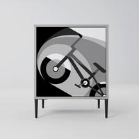 SIDEBOARD BIKE ENERGY, Grau, 57,5x42x72,5 cm, Schwarze Metallfüße - Multicolor/Schwarz, Holzwerkstoff/Metall (57.5/72.5/42cm) - SpaceRebels