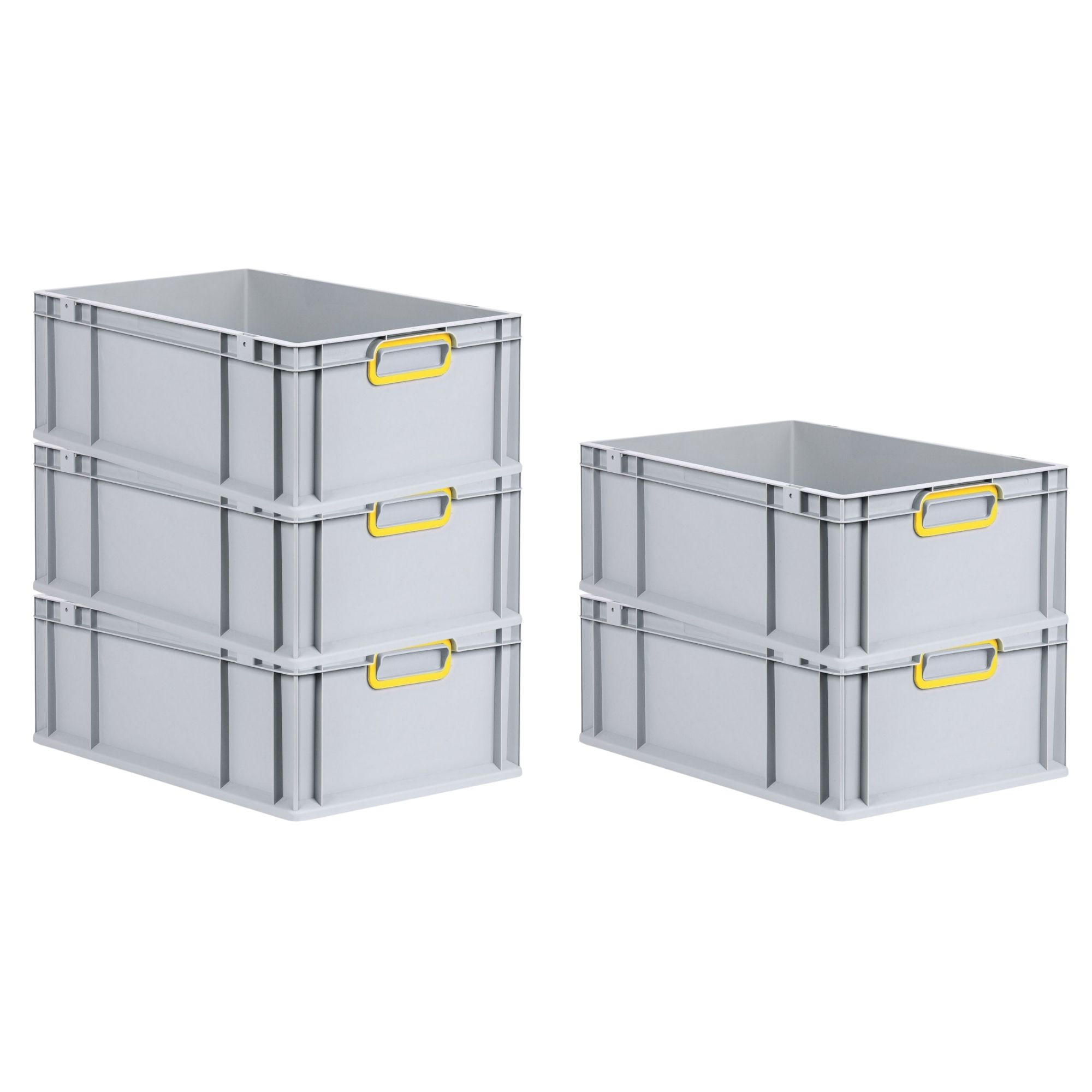 EUROBOX 5x Nextgen Color 22x40x60cm 44 Liter Griffe Gelb Geschlossen - Gelb, Kunststoff (40/22/60cm) - PROREGAL