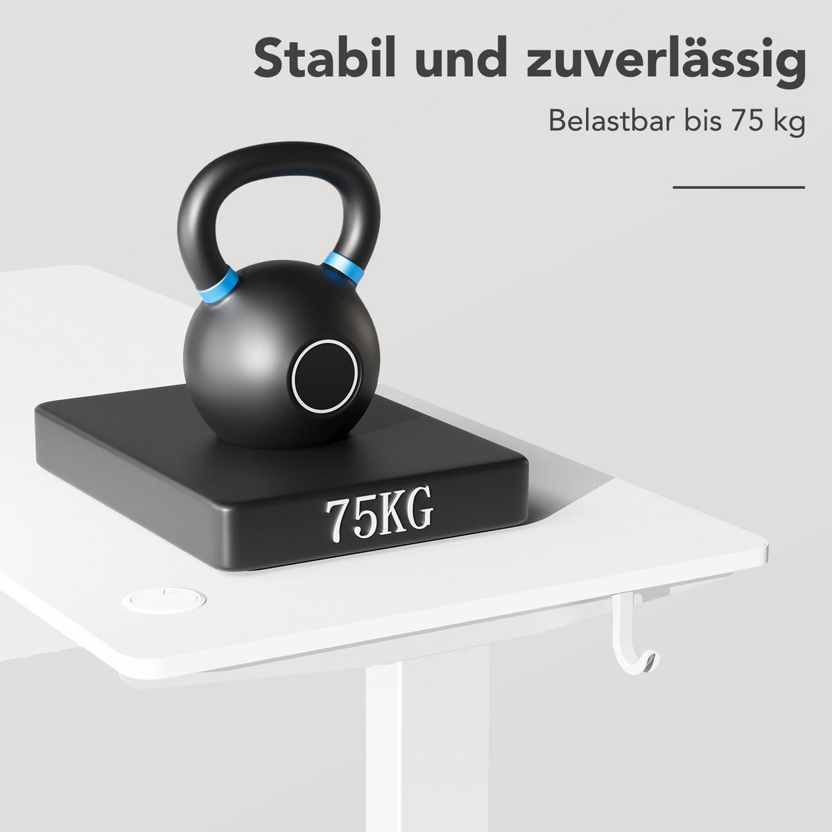 SCHREIBTISCH elektrisch höhenverstellbar 60 x 140 cm, mit Memory- und Kollisionsschutzfunktion - Weiß, Metall (140/60/117cm) - HOMAVO