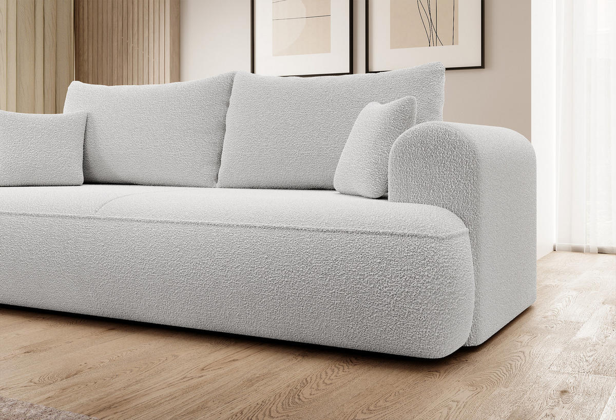 SCHLAFSOFA Ovo Grau Boucle - Grau, Textil (250/95/110cm) - Selsey