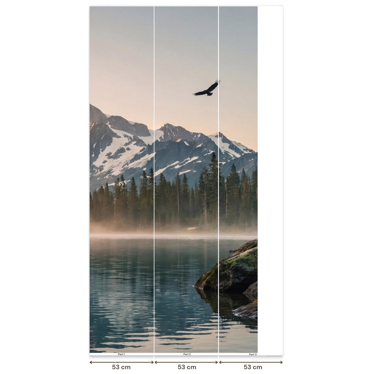 TAPETE - Berge - Wasser - Bäume - 140x260 cm - Multicolor, Papier (140/260cm) - OnlyWow