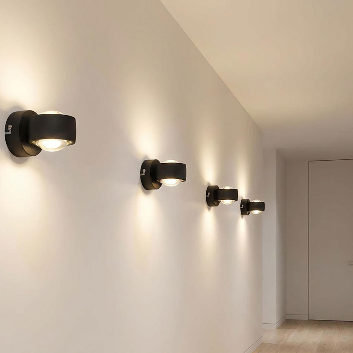LED WANDLEUCHTE RANDI, Metall schwarz matt, Up & Down - Schwarz, Glas (7.5/7/10cm) - Globo Lighting