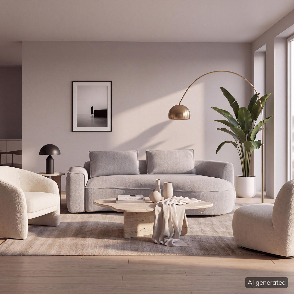 2,5-SITZER SOFA - Hellgrau/Schwarz, Kunststoff/Textil (217/82/146cm) - home24