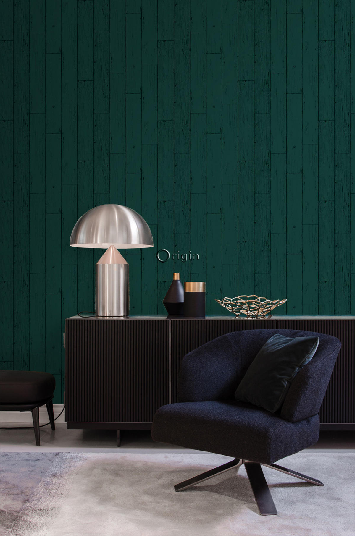 TAPETE Holz-optik 53 cm x 10.05 m - Grün, Papier (53/1000cm) - Origin Wallcoverings