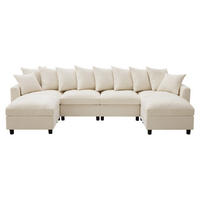 ECKSOFA Modular, Beige, Waffel-Chenille, 6-Sitzer, 2 Hocker - Beige, Textil (153.5/283cm)