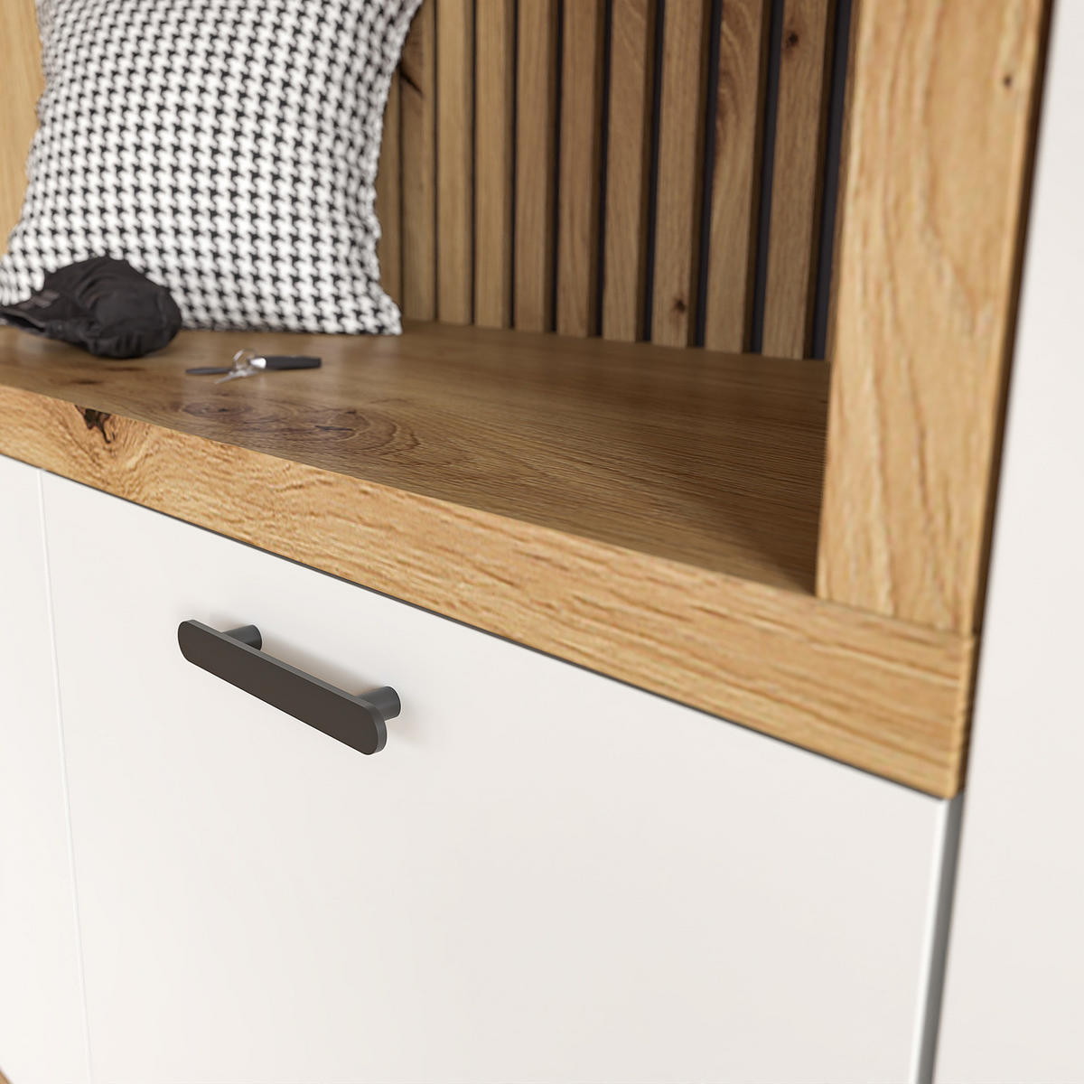 KOMPAKTGARDEROBE - Weiß / Eiche Artisan Dekor - Eichefarben/Weiß, Holzwerkstoff (106/200/47cm) - home24