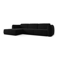 ECKSOFA Links Samt Stoff Schwarz - Schwarz, Kunststoff/Textil (170/290cm) - Makamii