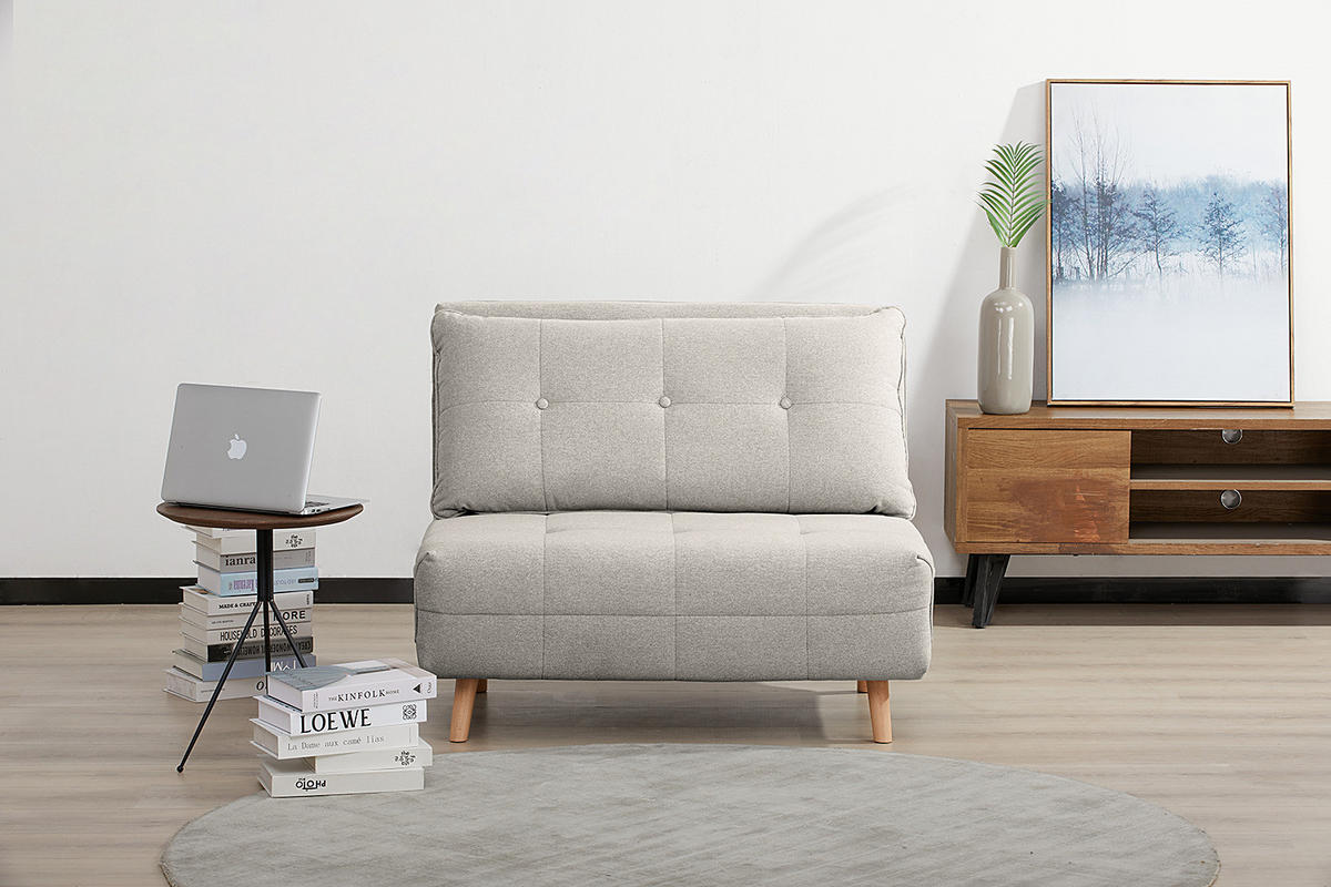 SCHLAFSESSEL - Kiefer, Grau, 102/81/87 cm - Buchefarben/Hellgrau, Holz/Buchenholz (102/81/87cm) - home24