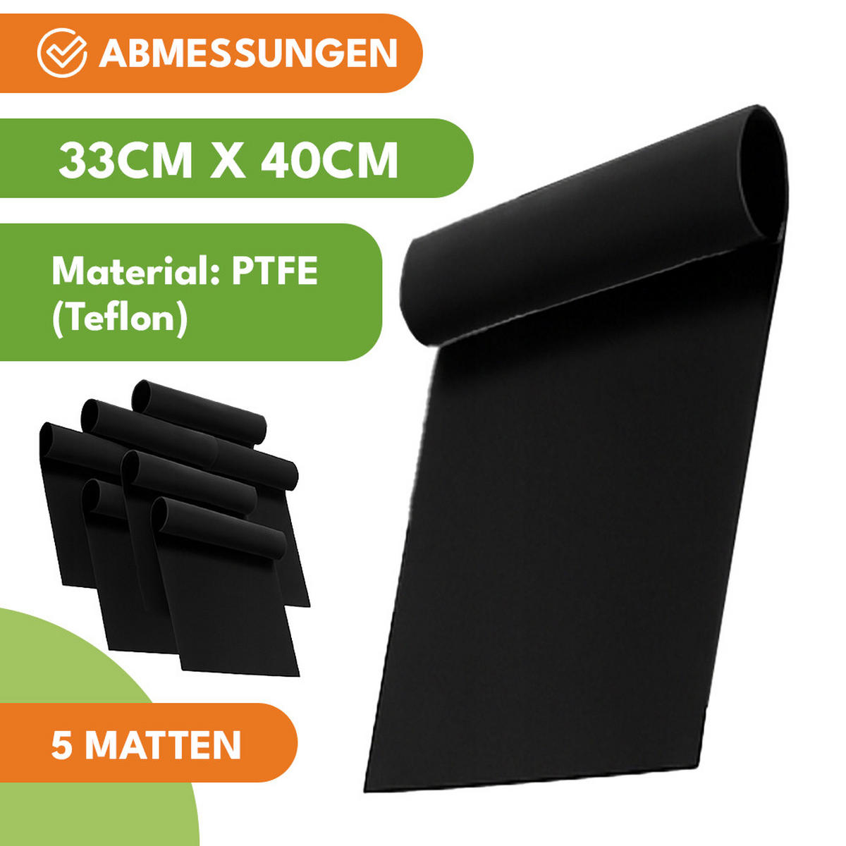 GRILLMATTE 5er Set - Dauerbackfolie für Backofen & Gasgrill - Weiß, Kunststoff (33/40/33cm)