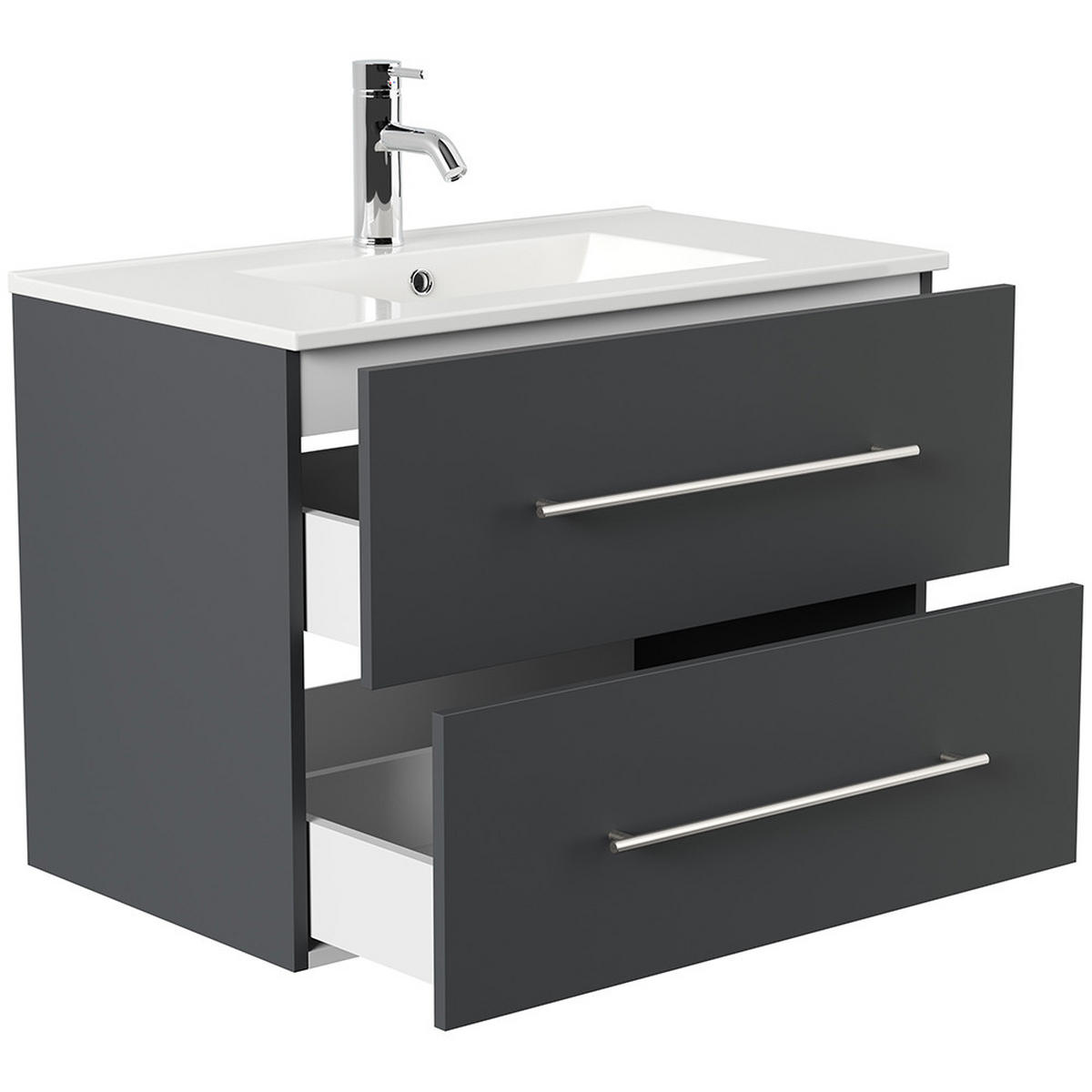 BADMÖBEL-SET 6-TLG. Harlingen-02 - Grau, Holzwerkstoff (229/150/46cm) - Lomado