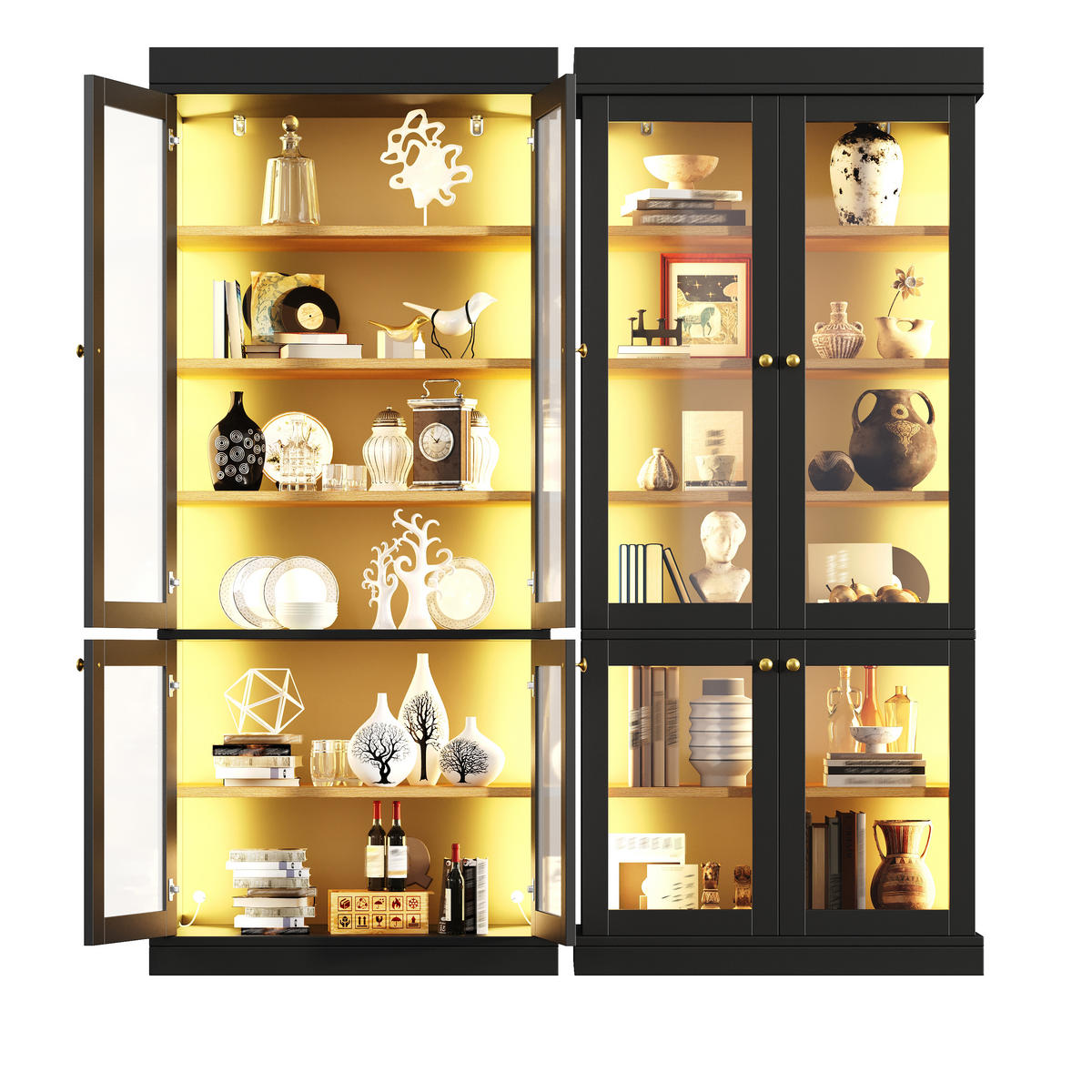GESCHIRRSCHRANK Schwarz 160/40/180 - Schwarz, Holzwerkstoff (160/180/40cm)