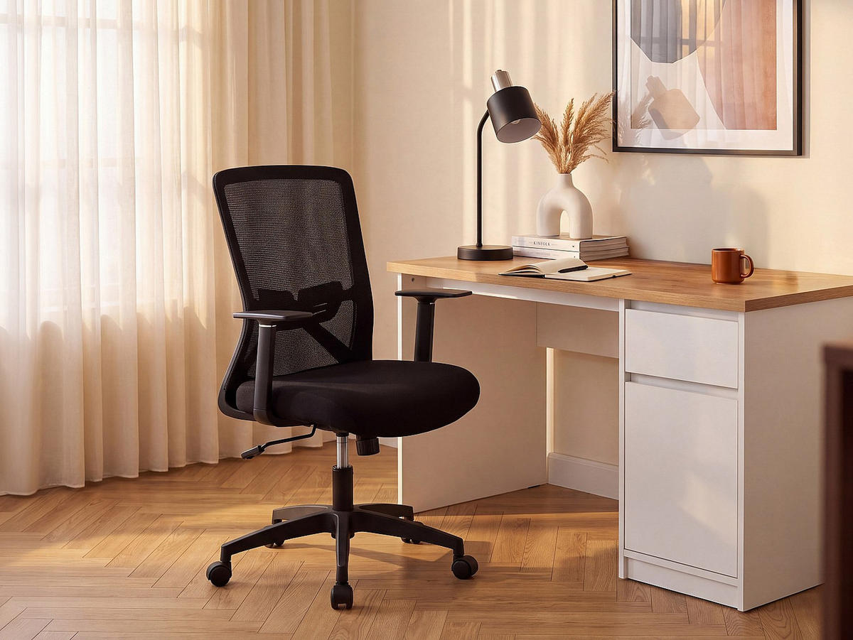 BÜROSTUHL ohne Armlehnen - 61 cm x 55.5 cm - stoff - schwarz Delvora - Schwarz, Textil (61/100.5/55.5cm) - Vente-Unique