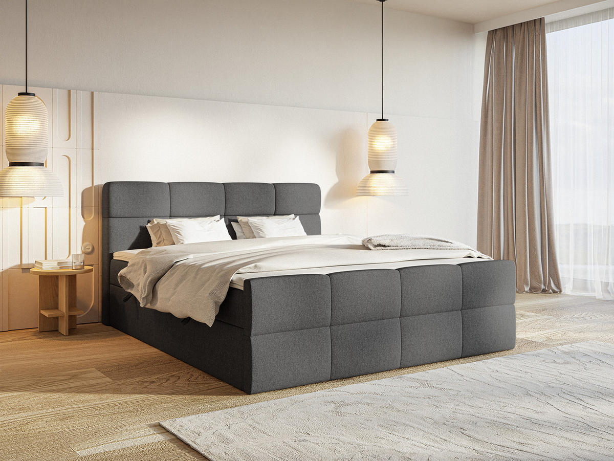 BOXSPRINGBETT ALZEA 180x200 cm, Schwarz - Schwarz, Textil (180/200cm) - Fedve