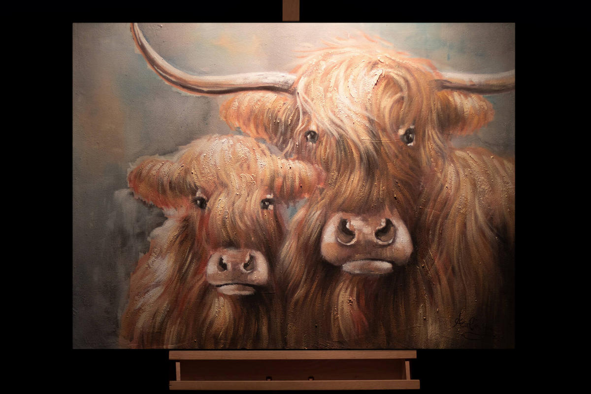 RUČNE MAĽOVANÝ AKRYLOVÝ OBRAZ 100/75 cm, hnedý, abstraktný dekoratívny motív - hnedá, drevo/textil (100/75cm) - KUNSTLOFT