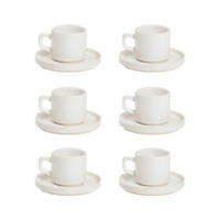 TASSE Famelio mit Untertasse weiß 0,2 l 6er-Set - Weiß, Keramik (0.2L) - Homla