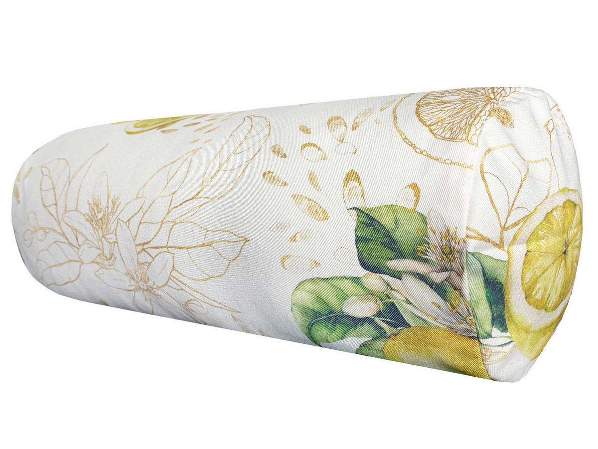 NACKENROLLENHÜLLE Italy Collection Zitronen 15/40 cm - Ecru/Gelb, Textil (15/40cm) - beties Heimtextil