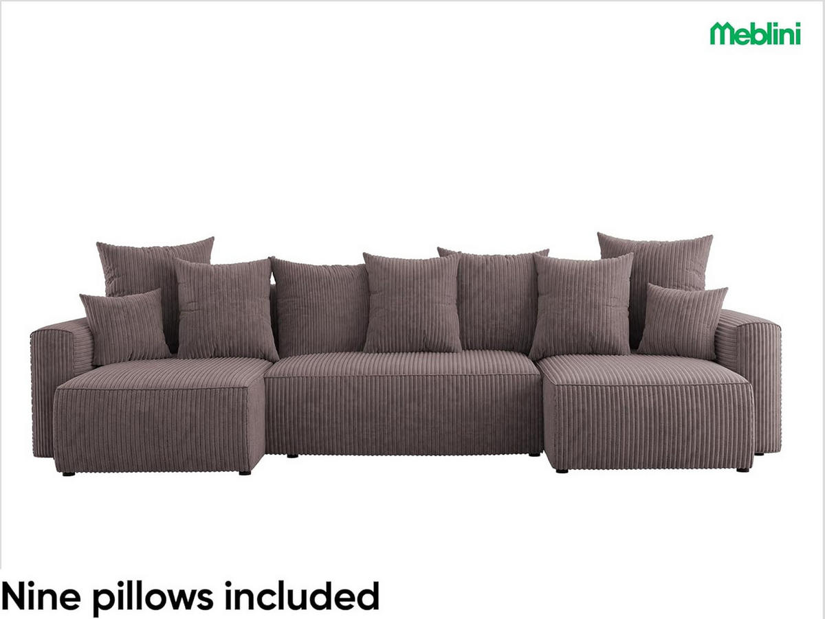ECKSOFA DAVE U - Schwarz/Braun, Holzwerkstoff (312/142cm) - Meblini