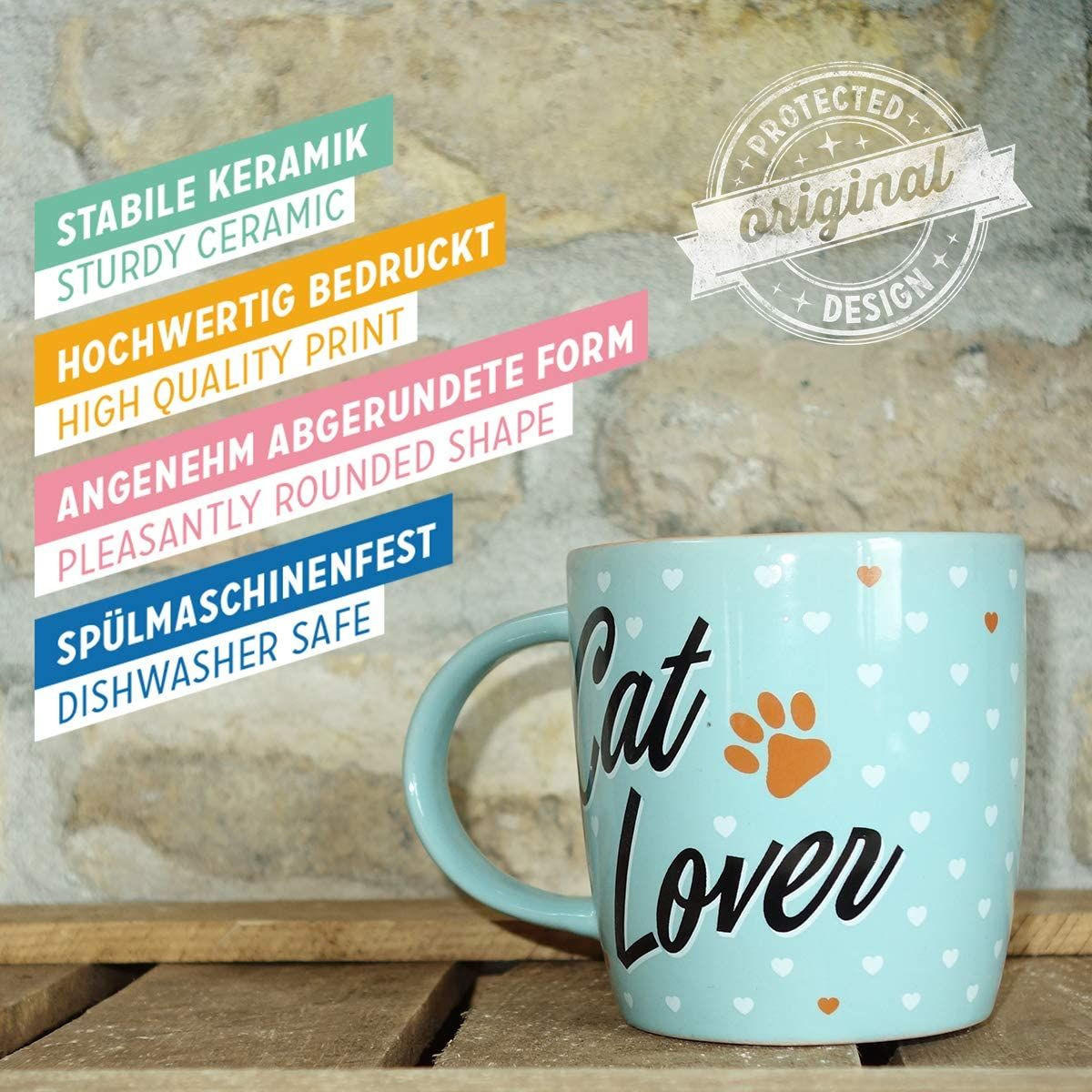 KAFFEETASSE 330 ml Animal Club Cat Lover - Multicolor, Keramik (0.33L) - Nostalgic-Art