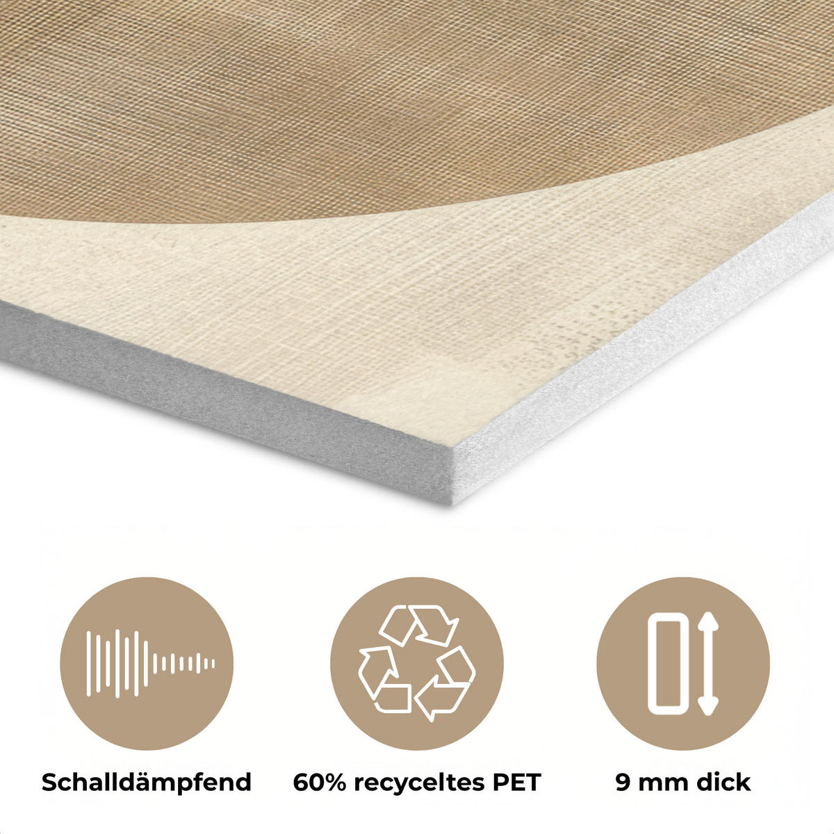 AKUSTIKPANEEL Abstrakt - Geometrische Formen - Schwarz - Gold 70x100 cm - Ecru, Textil (70/0.9/100cm) - MuchoWow