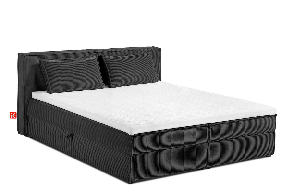 BOXSPRINGBETT ROTI mit Stauraum, dunkelgrau - Dunkelgrau/Schwarz, Holz/Holzwerkstoff (180/200cm) - KONSIMO®