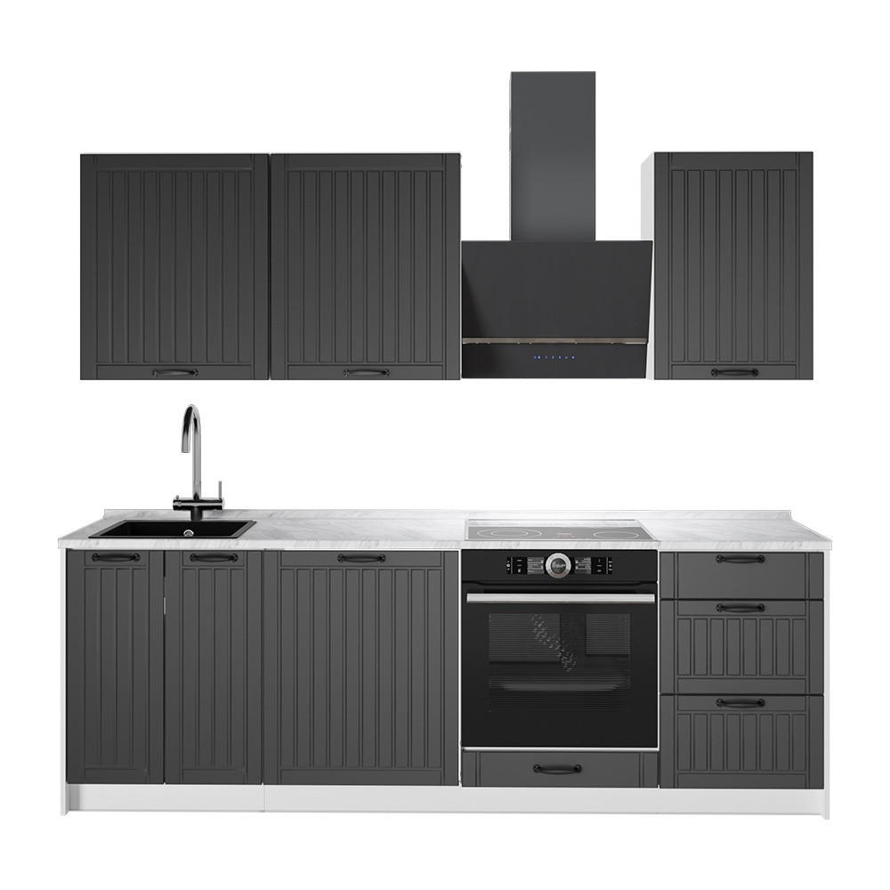 KUCHYŇSKÝ KOUT Fame-Line, Tmavě šedá/Bílá, 230 cm, PD Mramor - bílá/tmavě šedá, kompozitní dřevo (230/82/60cm) - Vicco
