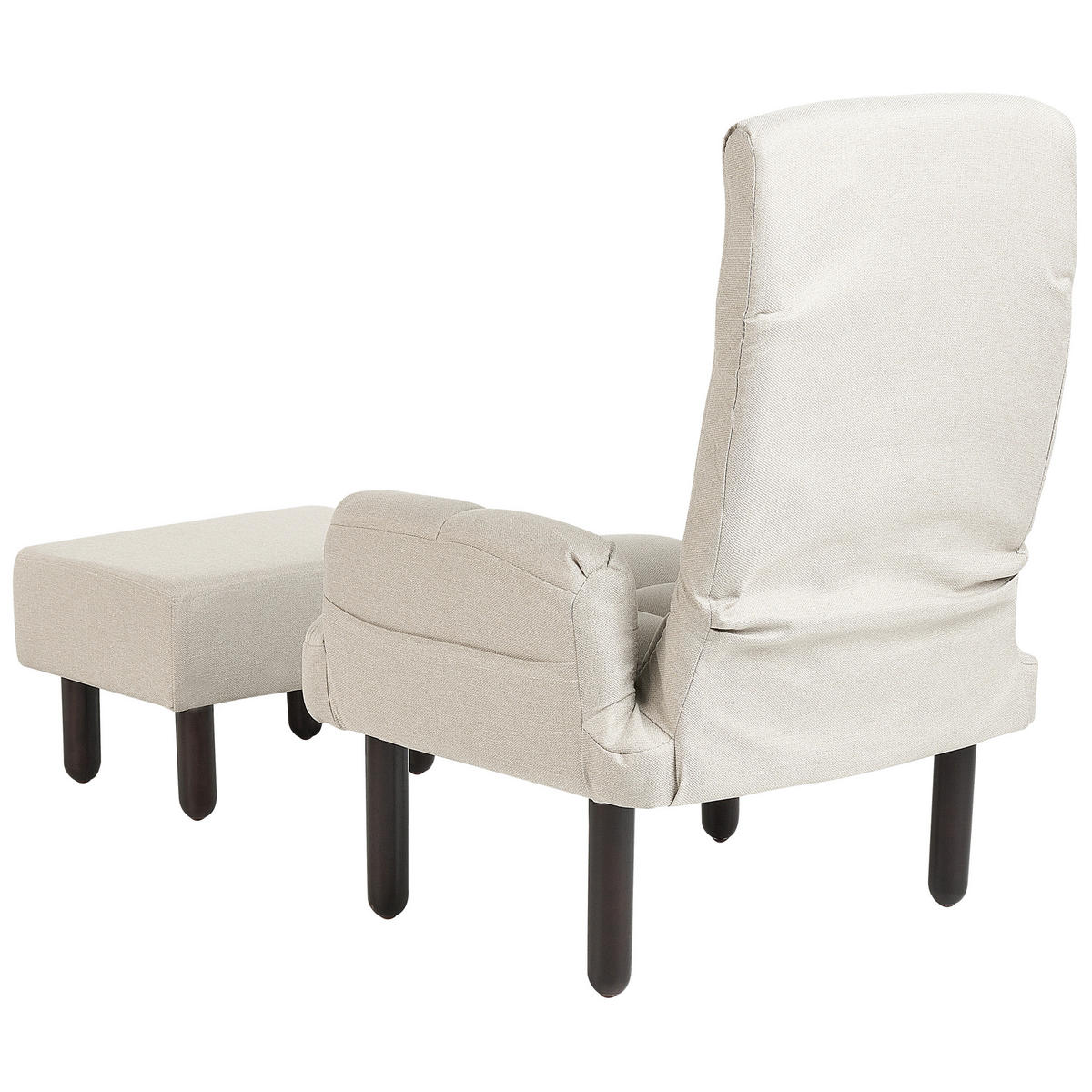 SESSEL Leinen hellbeige manuell verstellbar mit Hocker Oland - Beige/Braun, Textil (65/94/62cm) - Beliani
