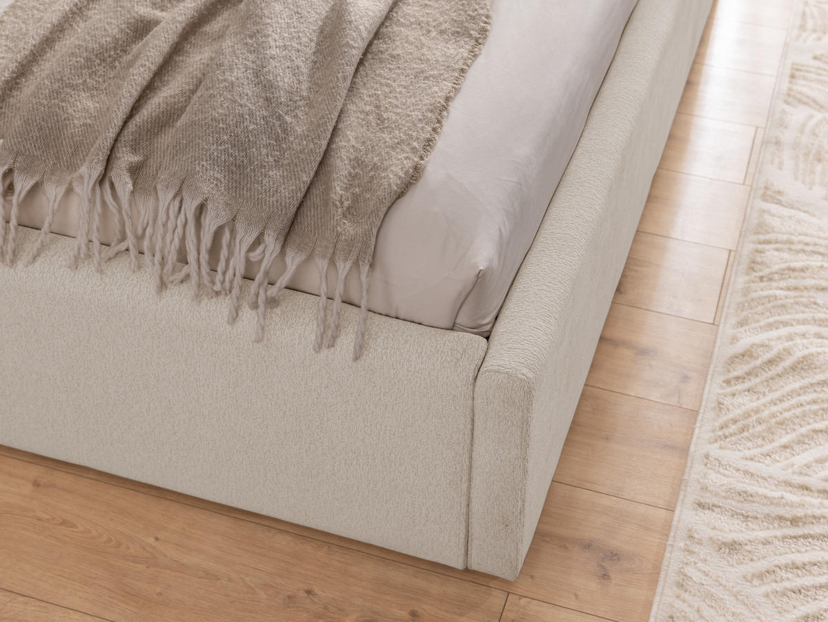 POLSTERBETT 180/200 cm Josy im Designer-Look mit Bettkasten und Lattenrost aus Hellgrau Chenille-Stoff - Hellgrau/Schwarz, Holz/Kunststoff (180/200cm) - S-Style Möbel